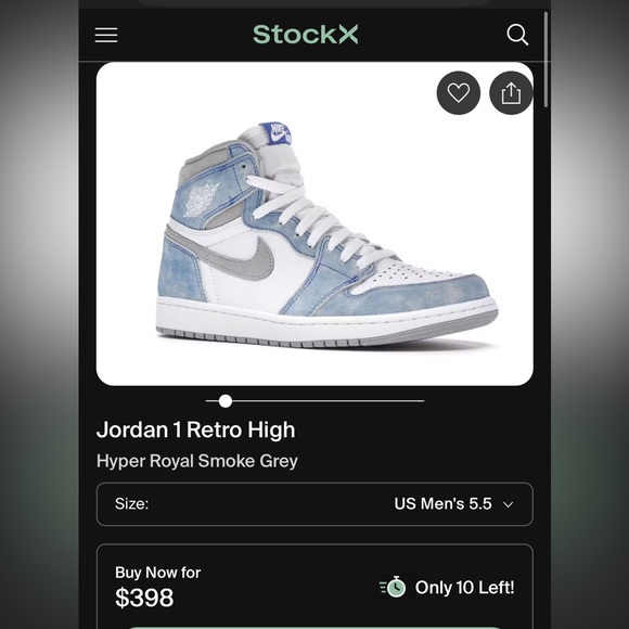 Jordan 1 Retro High Hyper Royal Smoke Grey - Picture 1 of 9